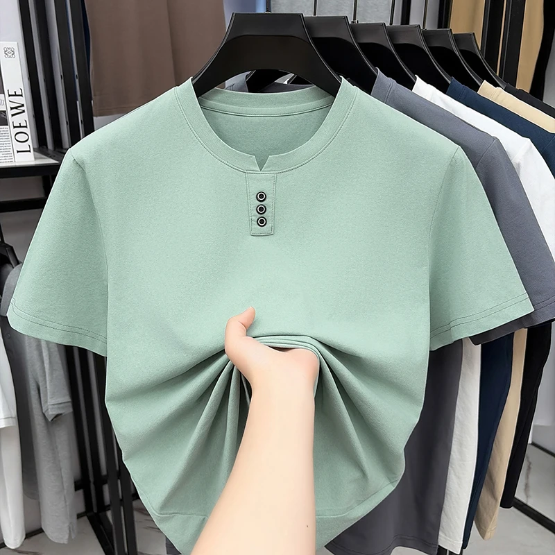 Summer Clothing For Young Men - Mens Casual Henley Neck T Shirt