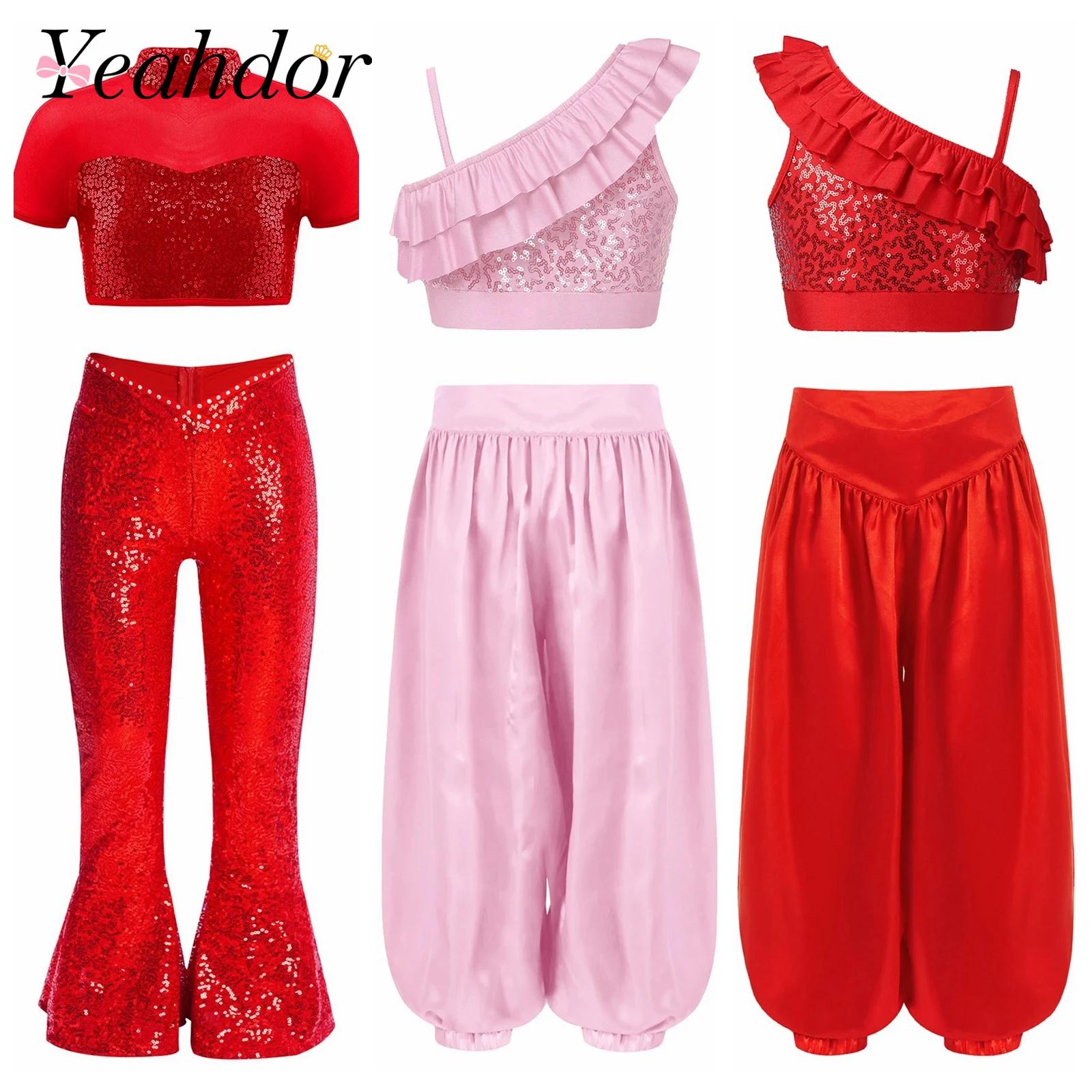 Summer Clothing Set For Girls - Children Shiny Sequins Dance Clothes Girls