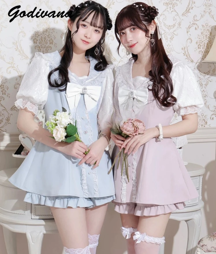 Summer Clothing Set For Girls - New Summer Women's Mine Lace Stitching