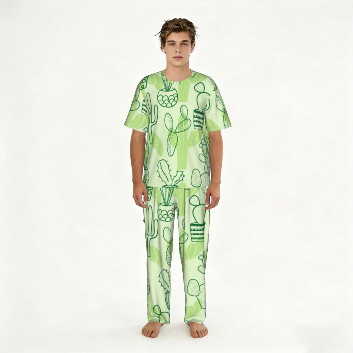 Summer Clothing Long Sleeve - Men Pajamas Suit Short Sleeved Long
