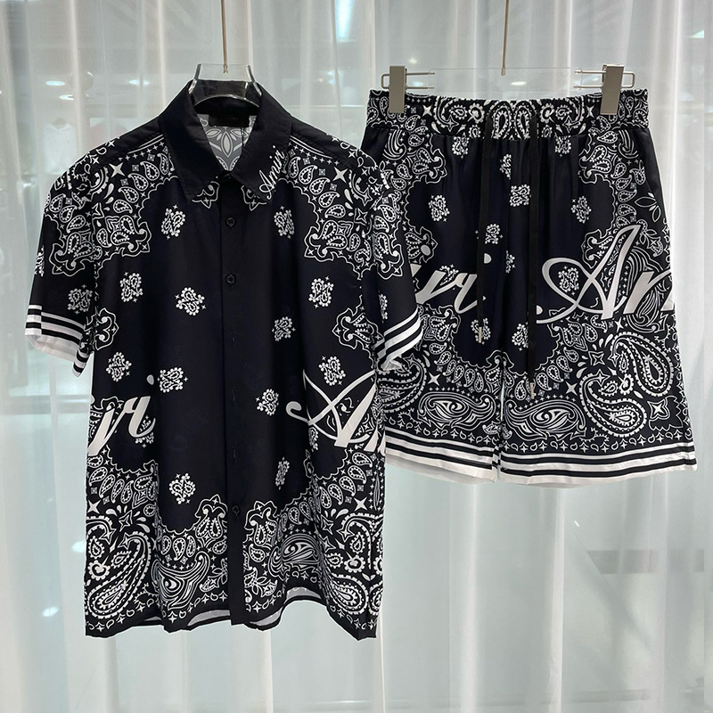 Summer Clothing Men - Hawaiian mens royal luxury shorts set,2-piece