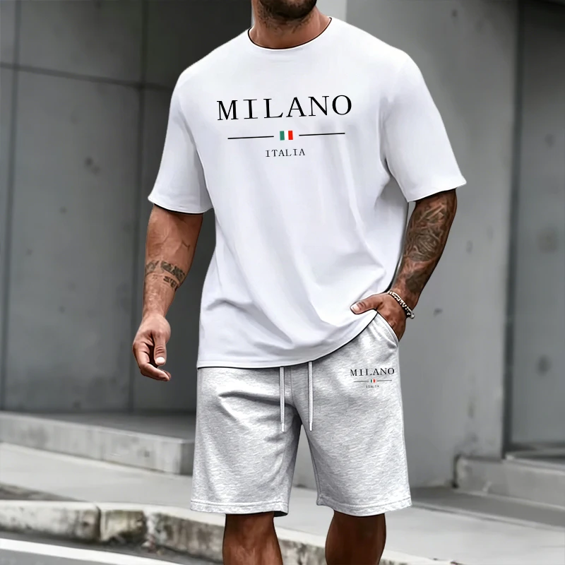 Summer Clothing Men Fashion - Men's Tracksuit Short Sleeve Top and