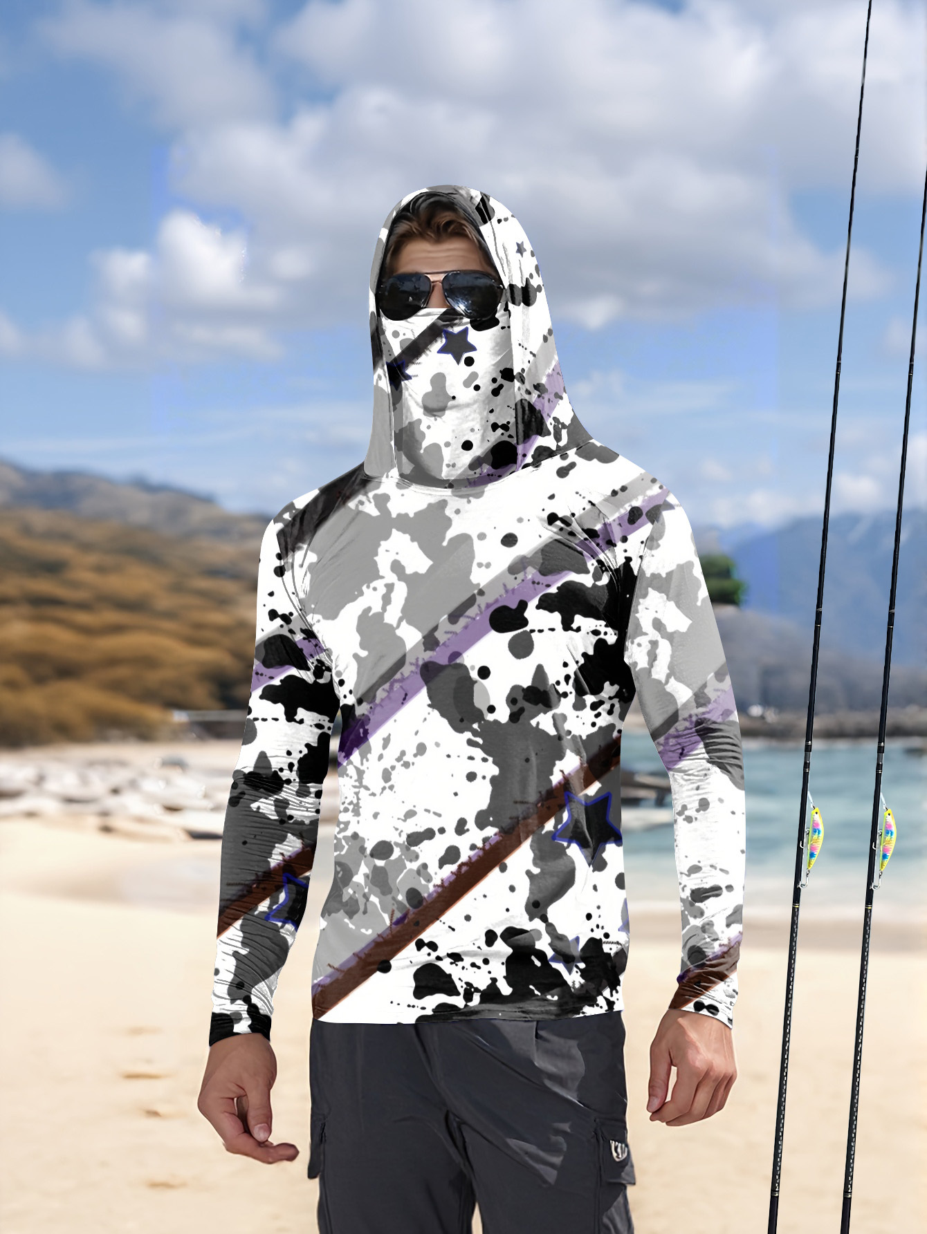 Rash Guard Long Sleeve - Men Hood Fishing Shirt long sleeve