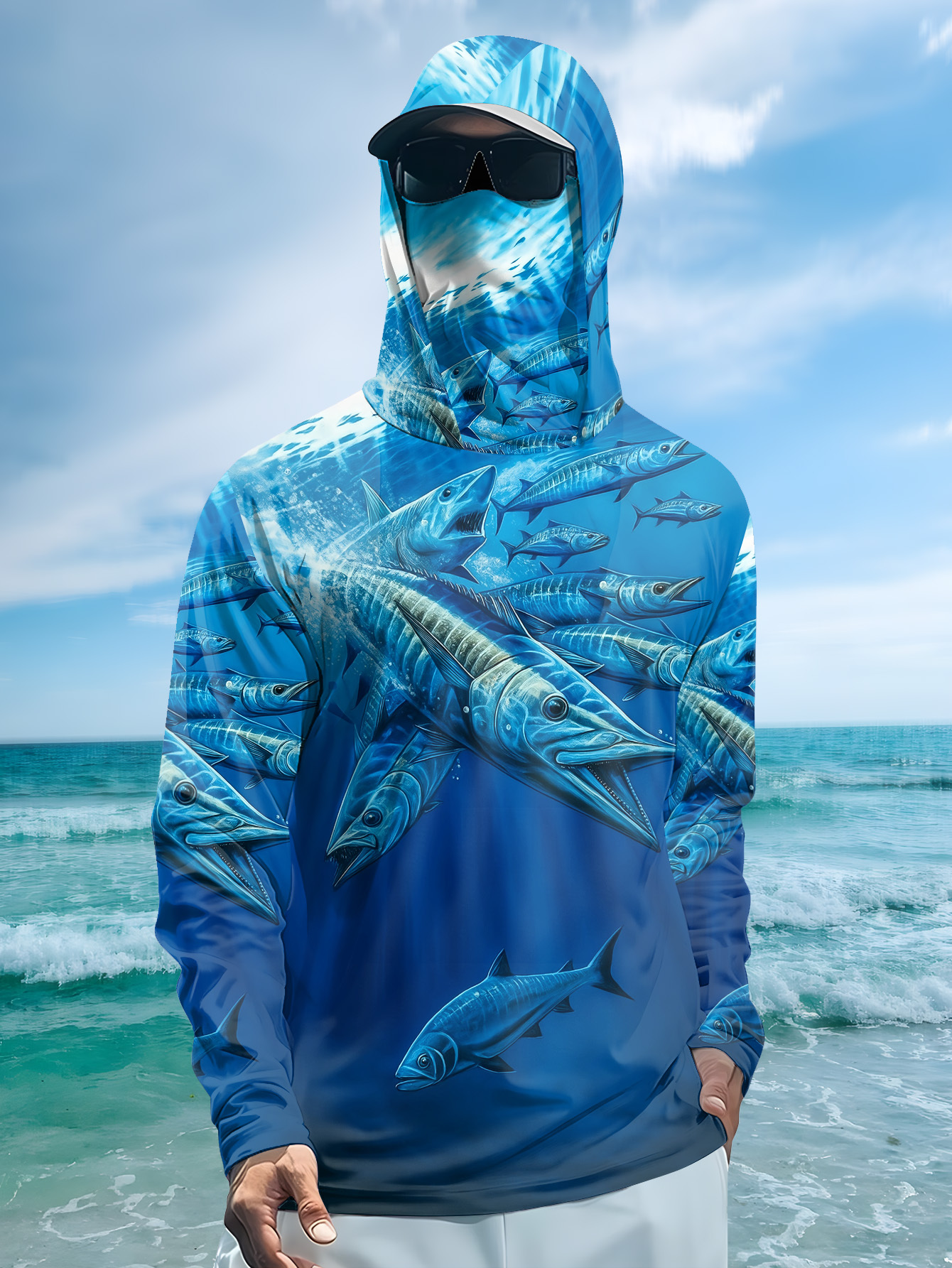 Rash Guard Long Sleeve - Men Hood Fishing Shirt long sleeve