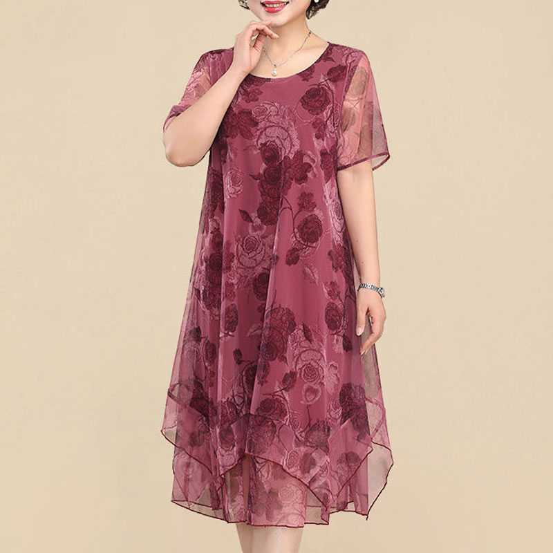 NEW O-Neck Short Sleeve Dresse - Summer Clothing For 60 Year Old Woman reseña y precio