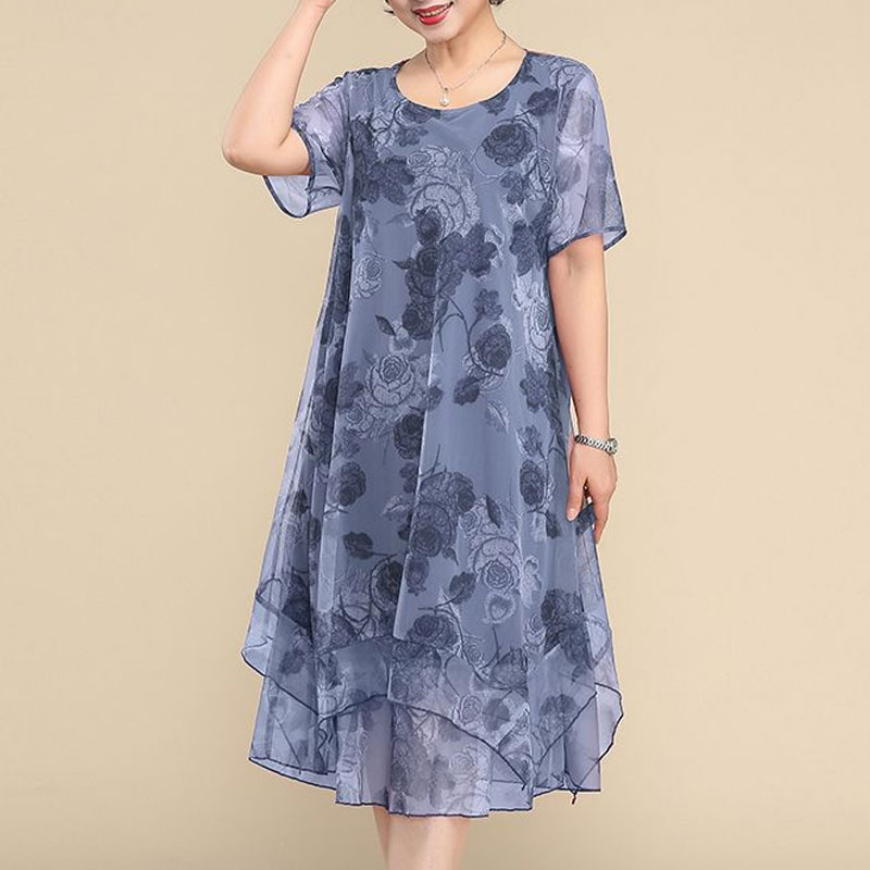NEW O-Neck Short Sleeve Dresse - Summer Clothing For 60 Year Old Woman reseña y precio