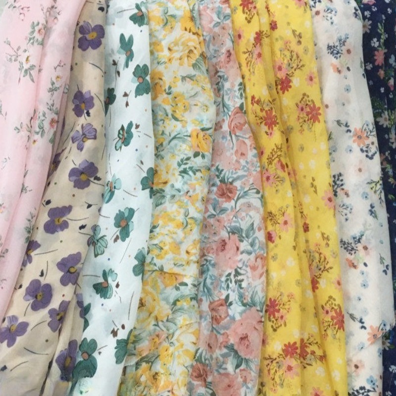 2/3m Floral Print Chiffon Fabr - Summer Clothing Material reseña y precio