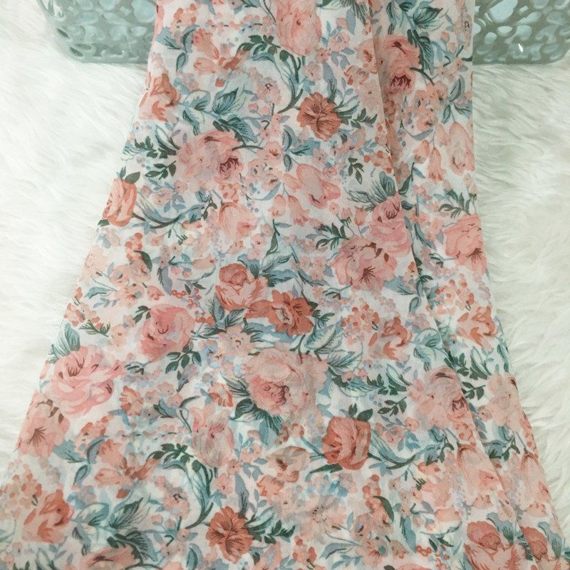 2/3m Floral Print Chiffon Fabr - Summer Clothing Material reseña y precio