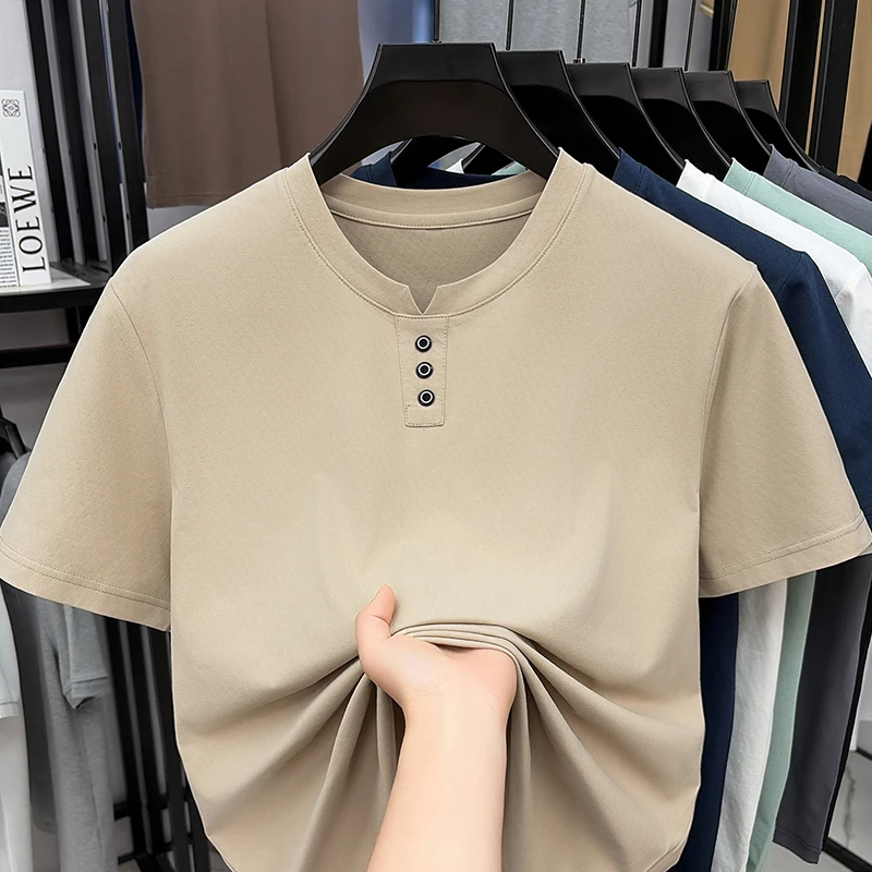 Mens Casual Henley Neck T Shir - Summer Clothing For Young Men reseña y precio