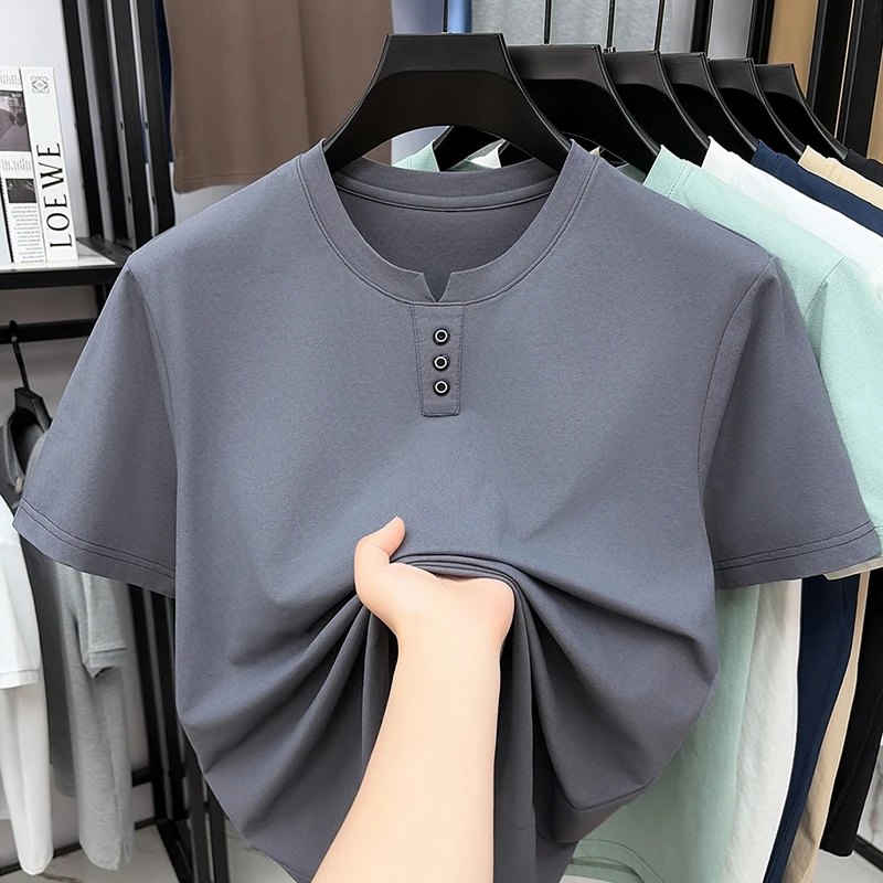 Mens Casual Henley Neck T Shir - Summer Clothing For Young Men reseña y precio