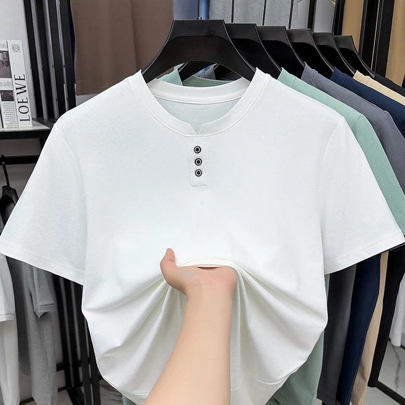 Mens Casual Henley Neck T Shir - Summer Clothing For Young Men reseña y precio