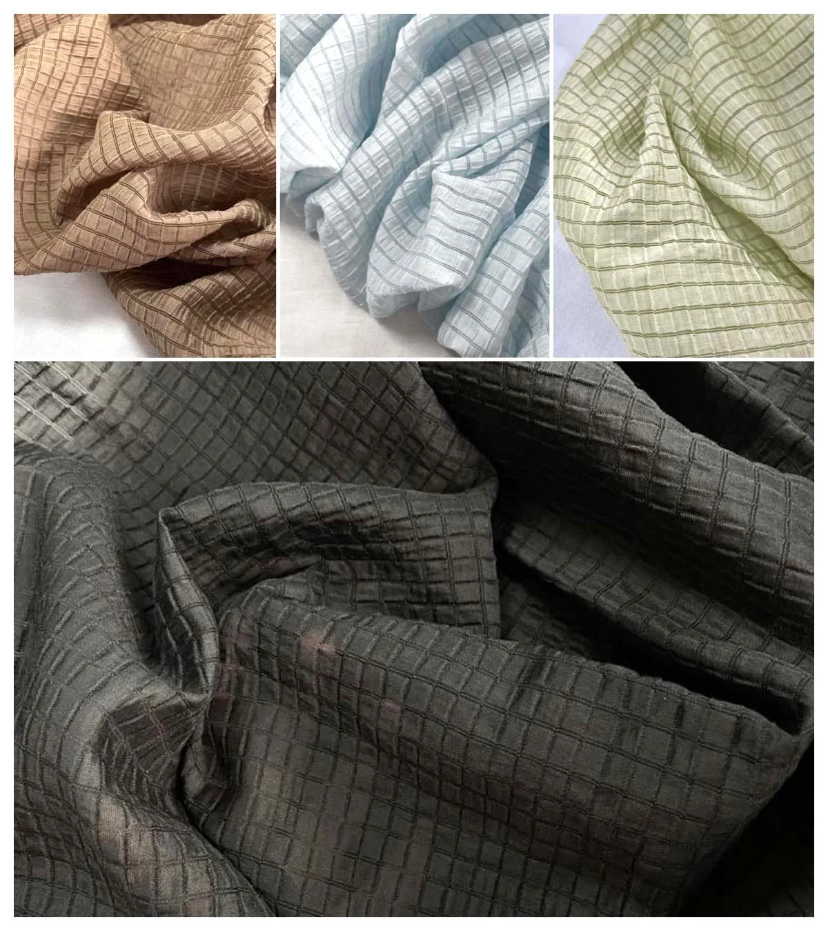 Cream Yellow Checkered Fabric  - Summer Clothing Material reseña y precio