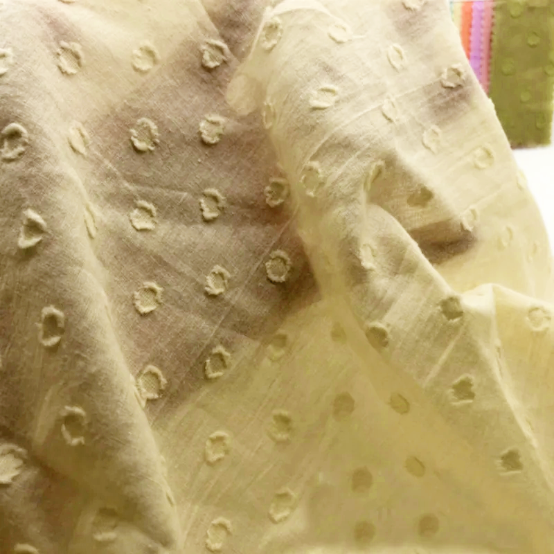 Solid Washed Cotton Polka Dot  - Summer Clothing Material reseña y precio