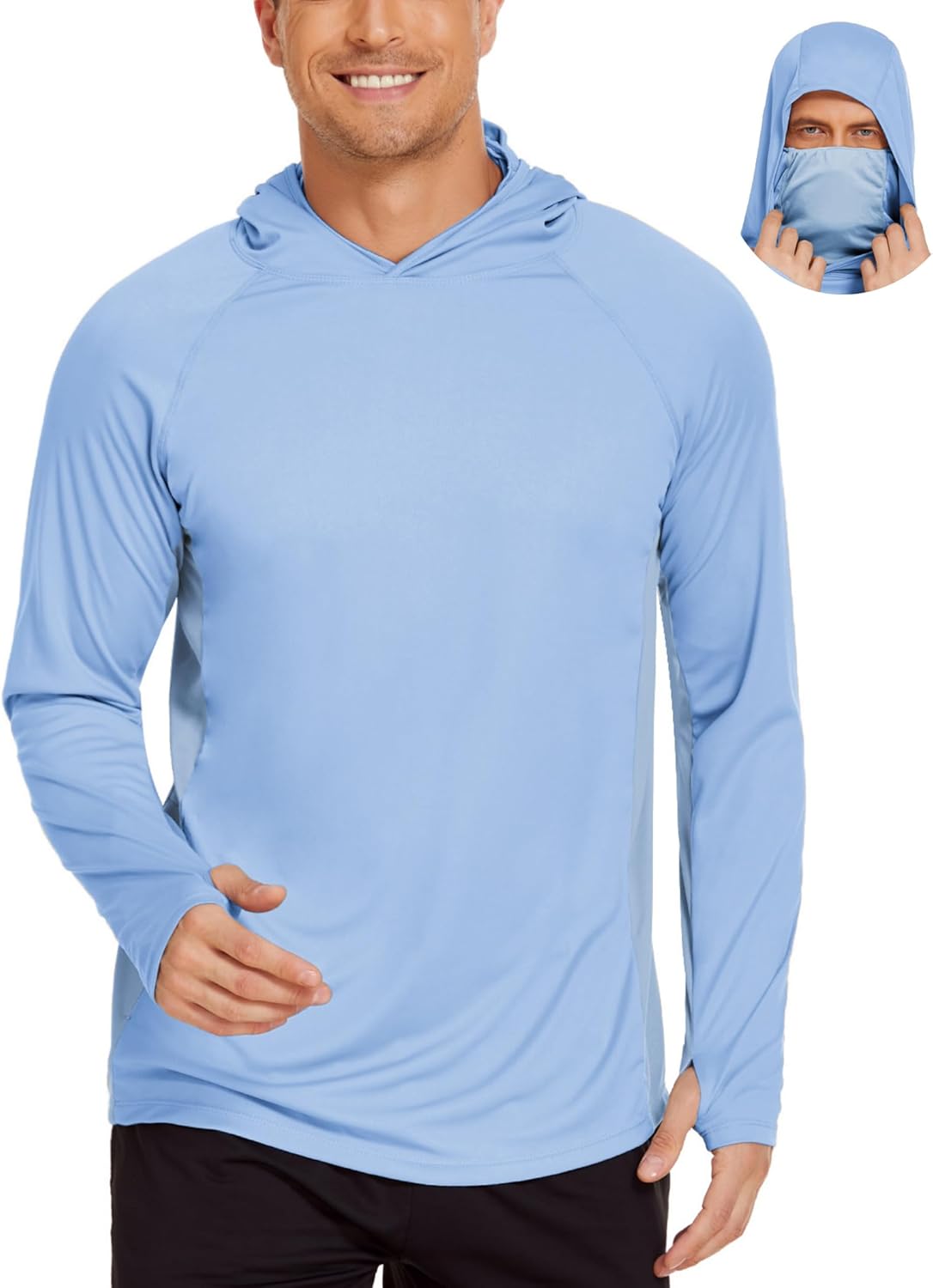 Men's Hooded Sun Shirts with M - Rash Guard Long Sleeve reseña y precio