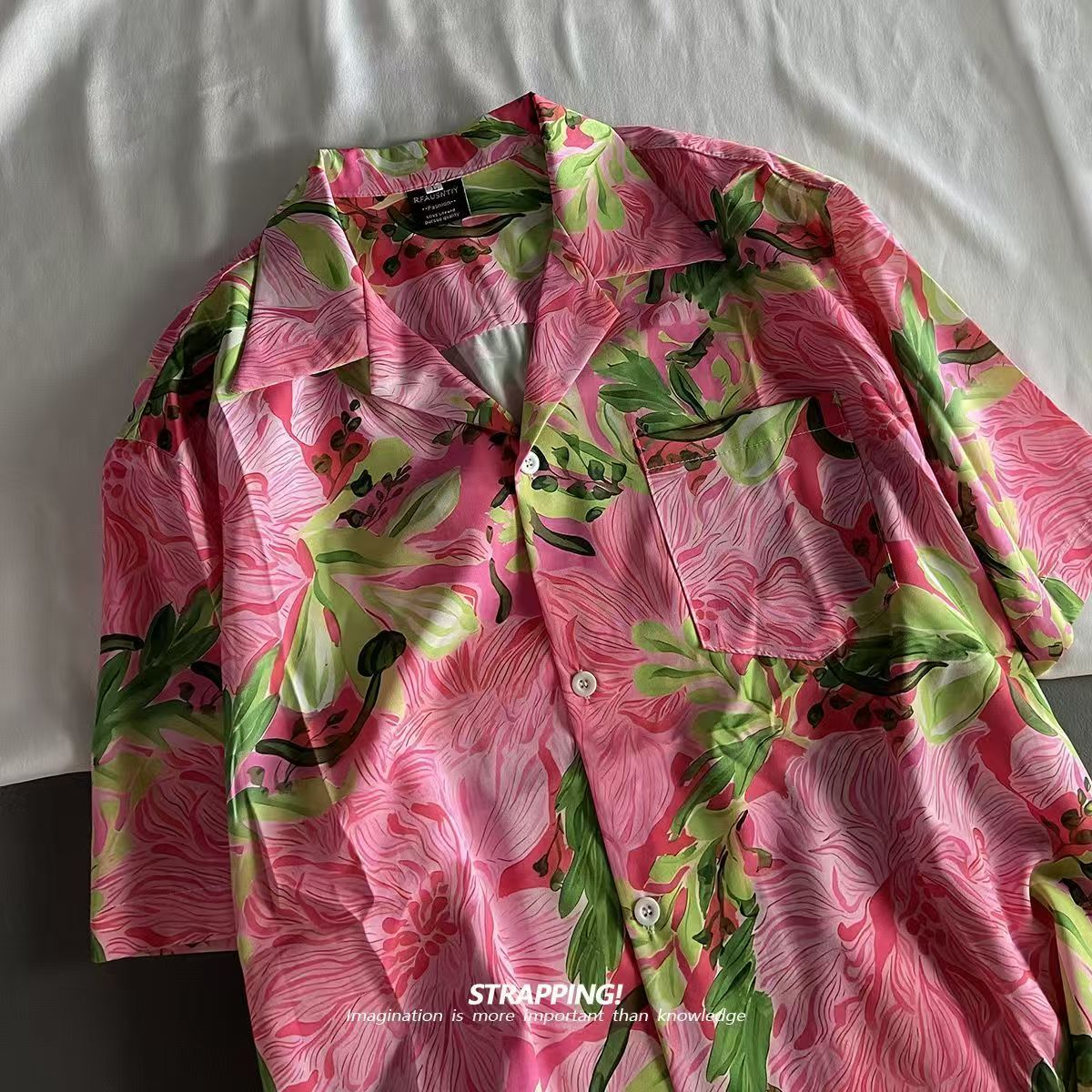 Pink Graffiti Floral Cuban Col - Summer Clothing Men 2025 reseña y precio