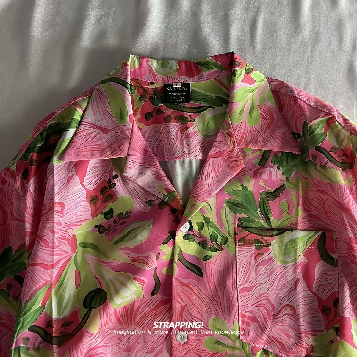 Pink Graffiti Floral Cuban Col - Summer Clothing Men 2025 reseña y precio