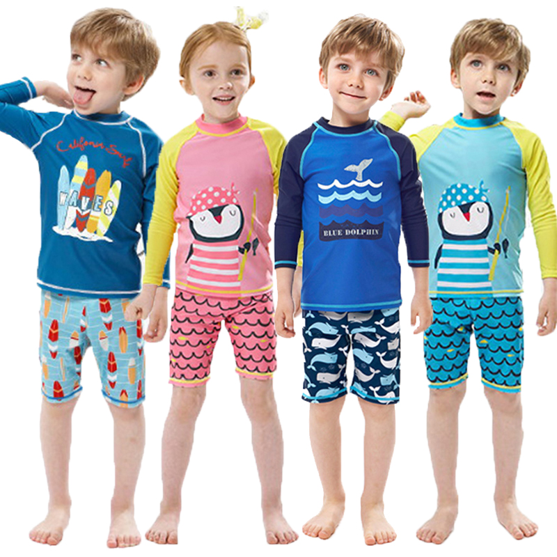 Kids Fish Dolphin Print Swimwe - Rash Guard Long Sleeve reseña y precio