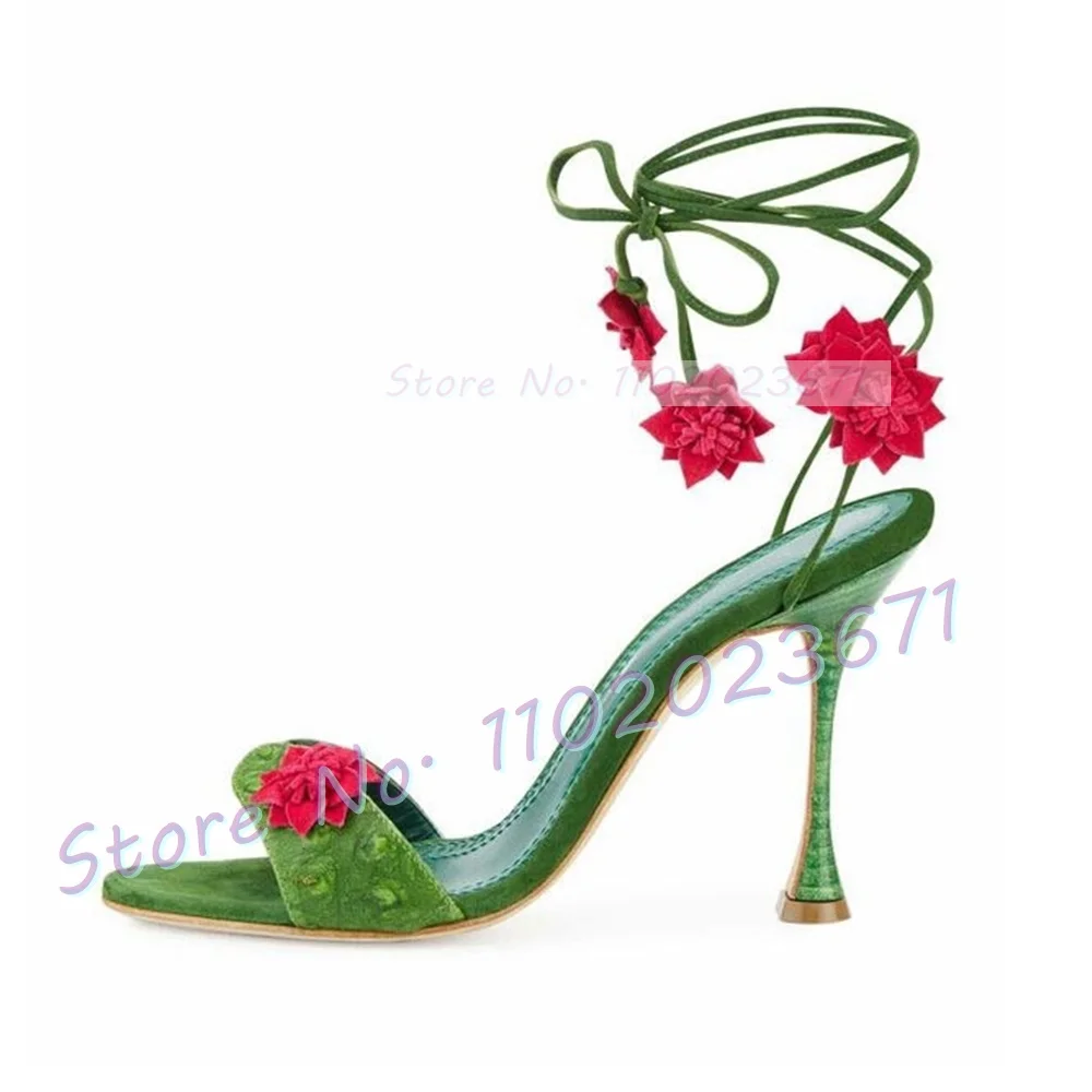 Red Flowers Lace-up Green Sand - Summer Clothing Colors reseña y precio