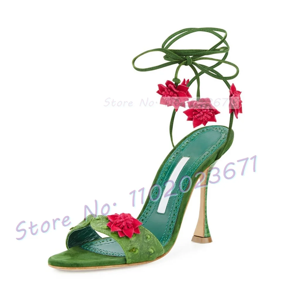 Red Flowers Lace-up Green Sand - Summer Clothing Colors reseña y precio