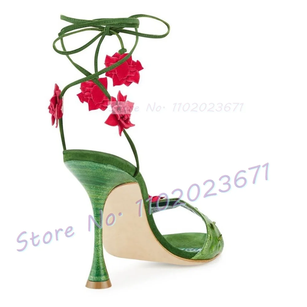 Red Flowers Lace-up Green Sand - Summer Clothing Colors reseña y precio