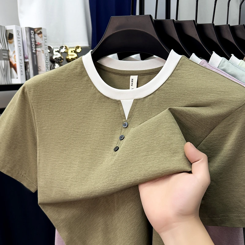 Mens Short Sleeve Henley Neck  - Summer Clothing For Young Men reseña y precio