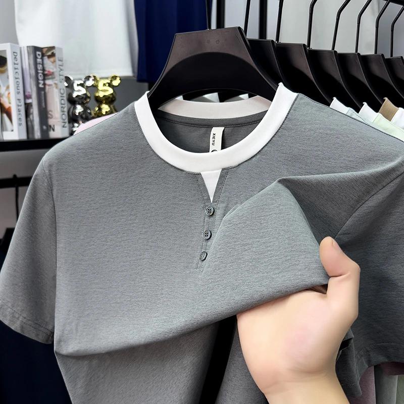 Mens Short Sleeve Henley Neck  - Summer Clothing For Young Men reseña y precio