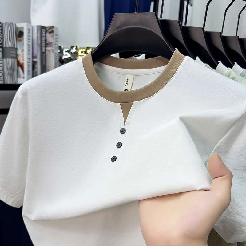 Mens Short Sleeve Henley Neck  - Summer Clothing For Young Men reseña y precio