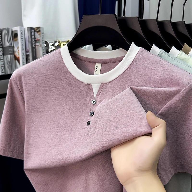 Mens Short Sleeve Henley Neck  - Summer Clothing For Young Men reseña y precio
