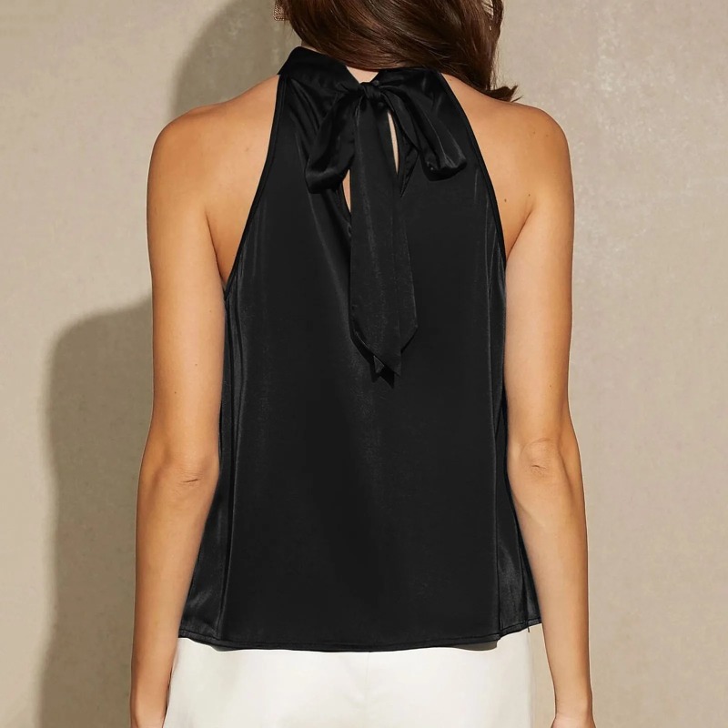 Elegant Satin Halter Neck Tank - Summer Clothing Images reseña y precio