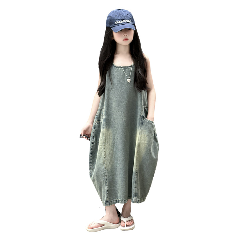 Vintage Blue Children Girls Hi - Summer Clothing Set For Girls reseña y precio