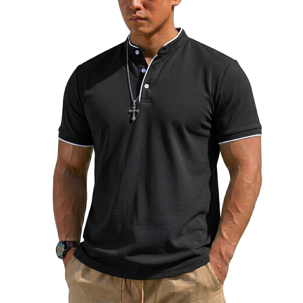 Summer Short Sleeve Henley Shi - Summer Clothing For Young Men reseña y precio