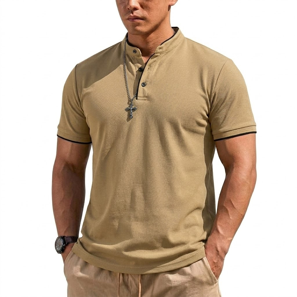 Summer Short Sleeve Henley Shi - Summer Clothing For Young Men reseña y precio