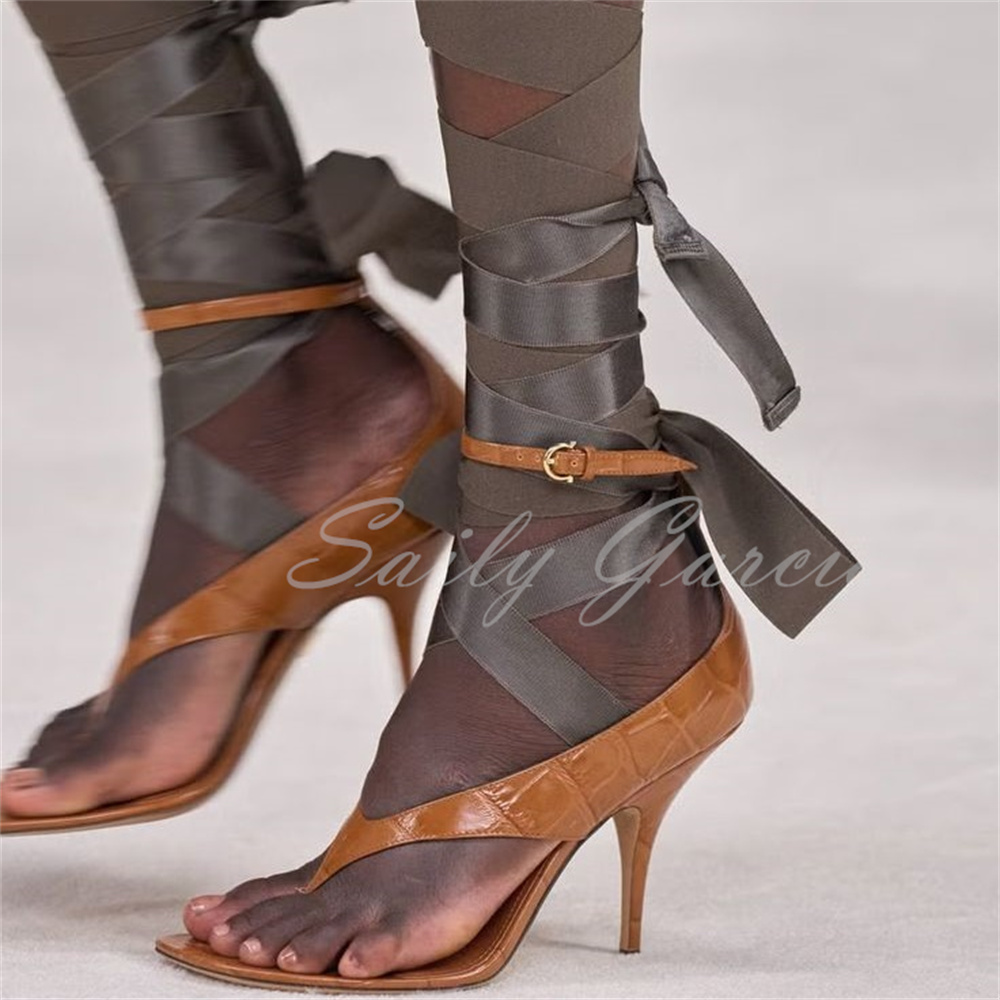 Brown Leather High Heel Flip F - Summer Clothing Colors reseña y precio
