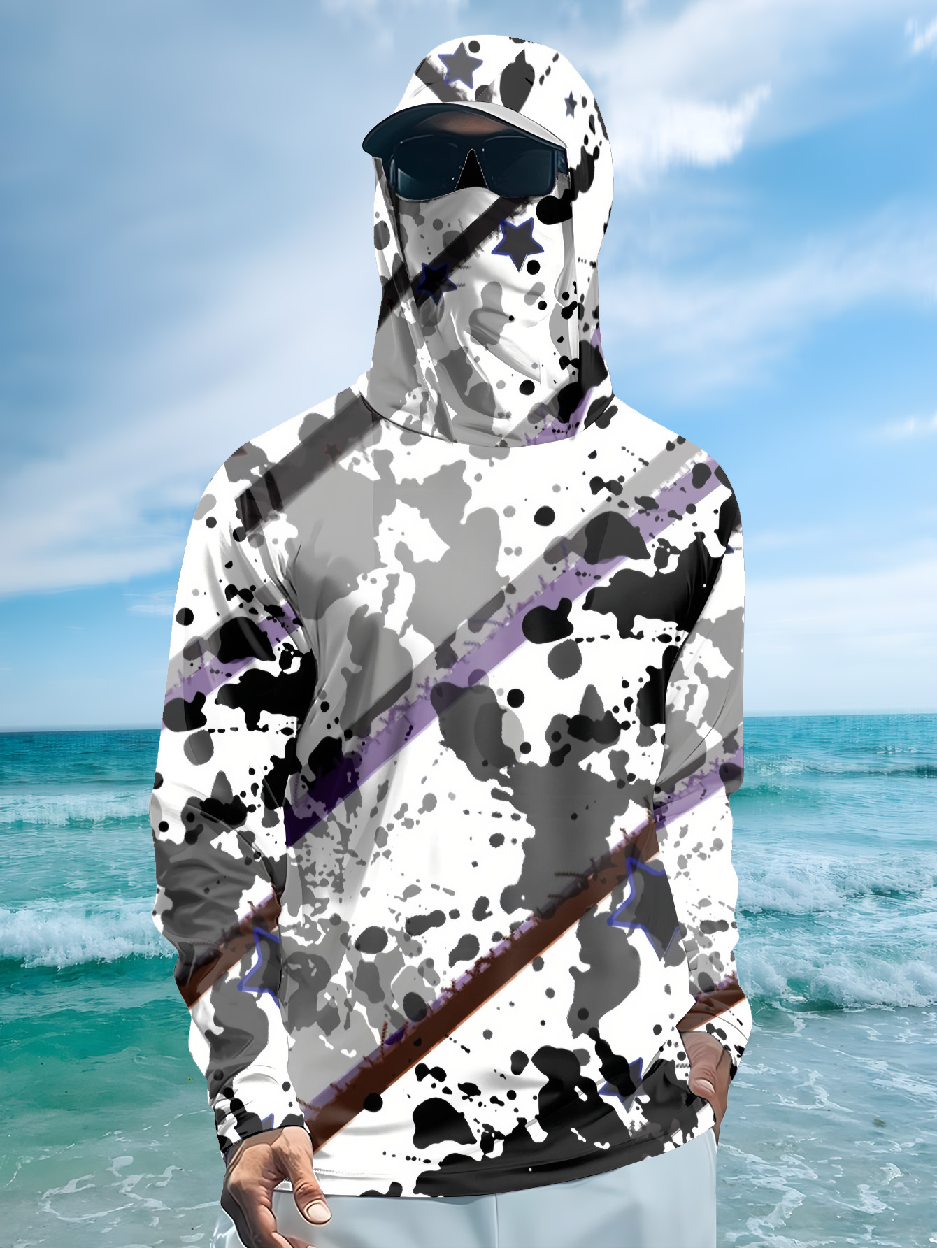 Men Hood Fishing Shirt long sl - Rash Guard Long Sleeve reseña y precio